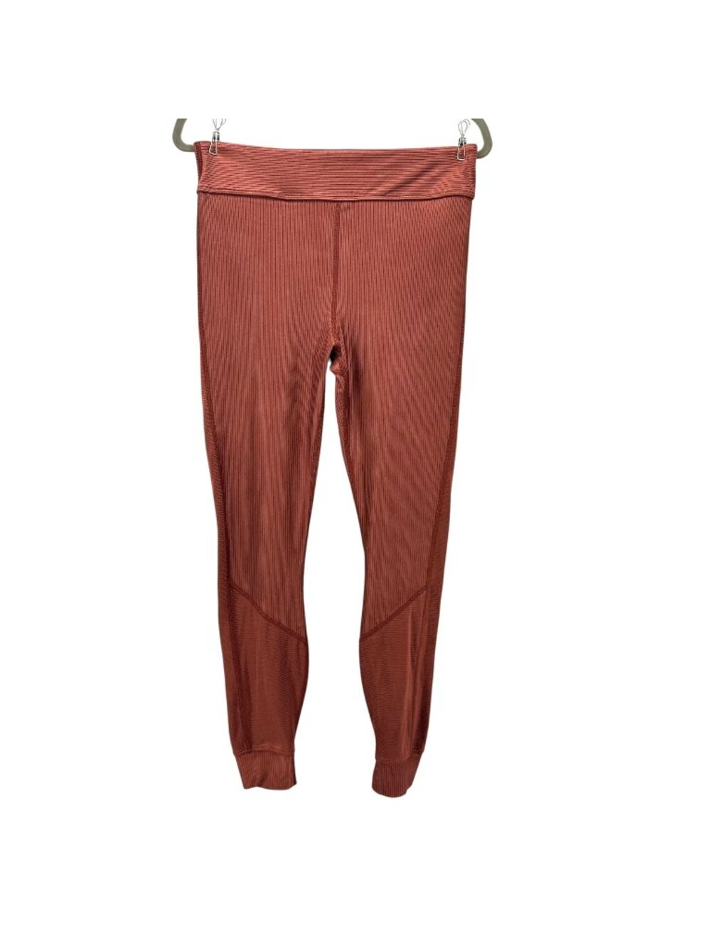 Alala Womens Large Leggings Raya Rib Rusty Terracotta Red High Waisted